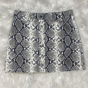 K. Zell Faux Leather Snake Print Button Front Mini Skirt